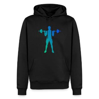 Fitness Ausdauertraining Gewichtheben Herren - Männer Premium Bio Hoodie - Schwarz - Vorne - Nico (187cm)