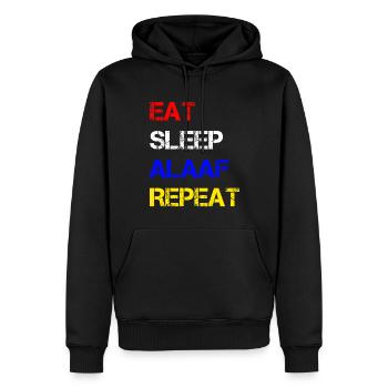 MANGER DORMIR ALAAF RÉPÉTER | Carnaval - Sweat à capuche Premium bio Homme - noir - Devant - Nico (187cm)