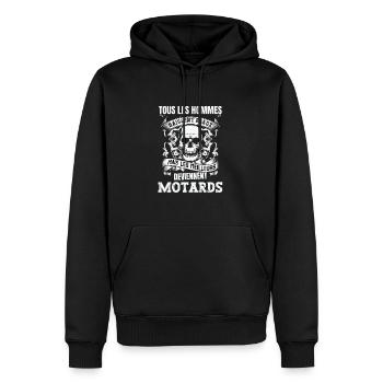 les meilleurs deviennent motards - Sweat à capuche Premium bio Homme - noir - Devant - Nico (187cm)