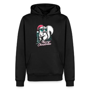 Neon Weihnachts Eichhörnchen: 90er-Jahre-Stil - Männer Premium Bio Hoodie - Schwarz - Vorne - Nico (187cm)