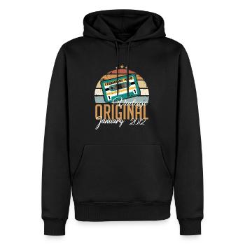 Die Legenden wurden im Januar 2012 geboren Geschen - Männer Premium Bio Hoodie - Schwarz - Vorne - Nico (187cm)