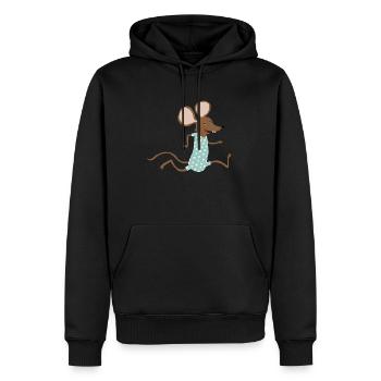 Maus geht baden - Männer Premium Bio Hoodie - Schwarz - Vorne - Nico (187cm)