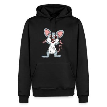 Retro Vintage Grunge Style Maus - Männer Premium Bio Hoodie - Schwarz - Vorne - Nico (187cm)