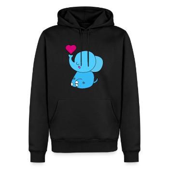 Süsser Elefant mit Herz - Männer Premium Bio Hoodie - Schwarz - Vorne - Nico (187cm)