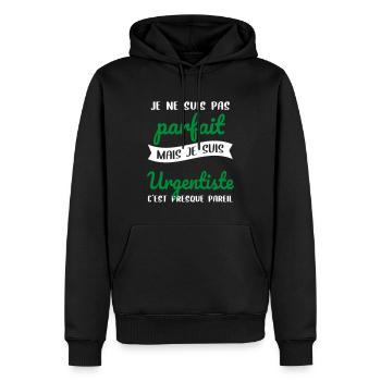 Je ne suis pas parfait mais je suis urgentiste - Sweat à capuche Premium bio Homme - noir - Devant - Nico (187cm)