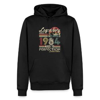 Légendaire depuis 1984 Cadeau d’anniversaire vintage - Sweat à capuche Premium bio Homme - noir - Devant - Nico (187cm)
