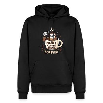 Kaffee-Pause Faultier Design - Männer Premium Bio Hoodie - Schwarz - Vorne - Nico (187cm)