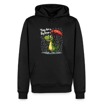Funny dinosaur in the rain - Men’s Premium Organic Hoodie - black - Front - Nico (187cm)