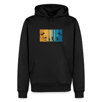 Tretroller Stuntscooter Skaterrampe Tretroller - Männer Premium Bio Hoodie - Schwarz - Vorne - Nico (187cm)