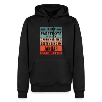 Paketfahrer Geburtstag Januar geboren Paketbote - Männer Premium Bio Hoodie - Schwarz - Vorne - Nico (187cm)