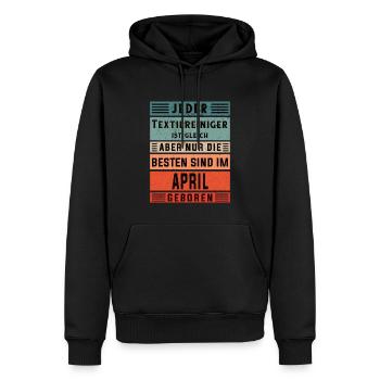 Wäscherei Geburtstag April geboren Textilreiniger - Männer Premium Bio Hoodie - Schwarz - Vorne - Nico (187cm)
