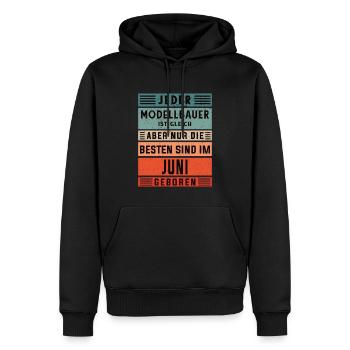 Technischer Geburtstag Juni geboren Modellbauer - Männer Premium Bio Hoodie - Schwarz - Vorne - Nico (187cm)
