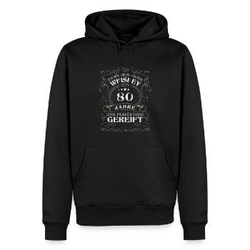 Whisky 80. Geburtstag 80 Jahre Sprüche bin wie - Männer Premium Bio Hoodie - Schwarz - Vorne - Nico (187cm)