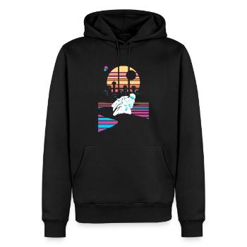 Motocycliste Cyclomoteur Vaporwave Moto - Sweat à capuche Premium bio Homme - noir - Devant - Nico (187cm)