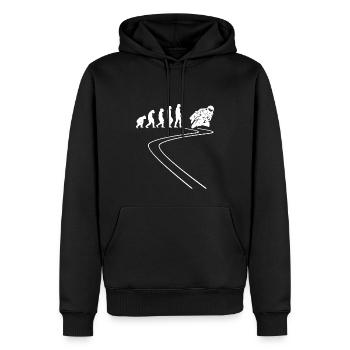 Motocycliste Moto Cyclomoteur Evolution Moto - Sweat à capuche Premium bio Homme - noir - Devant - Nico (187cm)