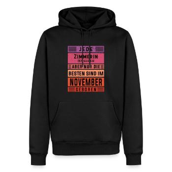 Zimmermann Geburtstag November geboren Zimmererin - Männer Premium Bio Hoodie - Schwarz - Vorne - Nico (187cm)
