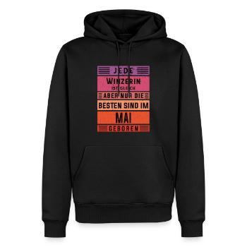 Weinbauer Geburtstag Mai geboren Winzerin - Männer Premium Bio Hoodie - Schwarz - Vorne - Nico (187cm)