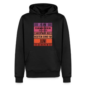 Feinmechaniker Geburtstag Juni geboren Uhrmacherin - Männer Premium Bio Hoodie - Schwarz - Vorne - Nico (187cm)