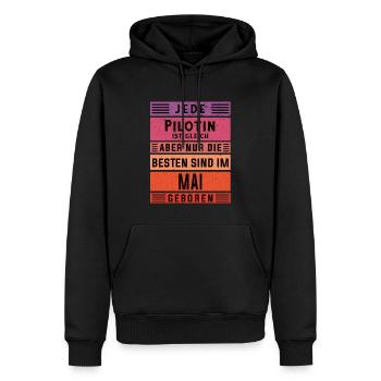 Flugzeug Geburtstag Mai geboren Pilotin - Männer Premium Bio Hoodie - Schwarz - Vorne - Nico (187cm)