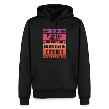 Flugzeug Geburtstag Oktober geboren Pilotin - Männer Premium Bio Hoodie - Schwarz - Vorne - Nico (187cm)