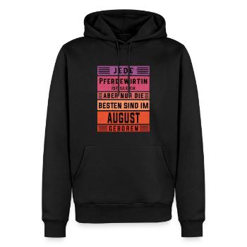 Pferde Geburtstag August geboren Pferdewirtin - Männer Premium Bio Hoodie - Schwarz - Vorne - Nico (187cm)
