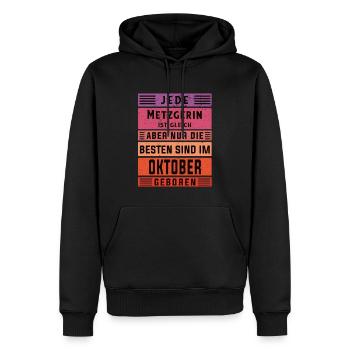 Fleischer Geburtstag Oktober geboren Metzgerin - Männer Premium Bio Hoodie - Schwarz - Vorne - Nico (187cm)