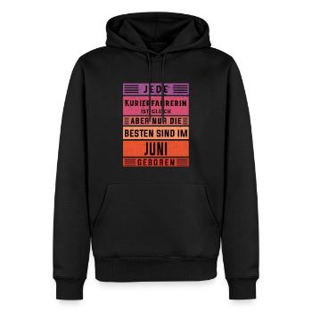 Apotheken Geburtstag Juni geboren Kurierfahrerin - Männer Premium Bio Hoodie - Schwarz - Vorne - Nico (187cm)