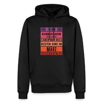 Polizist Geburtstag März geboren Kommissarin - Männer Premium Bio Hoodie - Schwarz - Vorne - Nico (187cm)