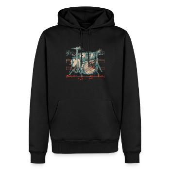 Batterie Batteur Musicien Batteur - Sweat à capuche Premium bio Homme - noir - Devant - Nico (187cm)