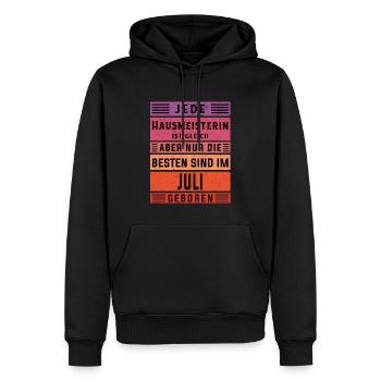 Hauswirt Geburtstag Juli geboren Hausmeisterin - Männer Premium Bio Hoodie - Schwarz - Vorne - Nico (187cm)