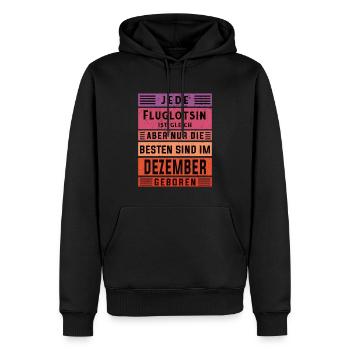 Flugzeug-Lotse Geburtstag Dezember geboren - Männer Premium Bio Hoodie - Schwarz - Vorne - Nico (187cm)