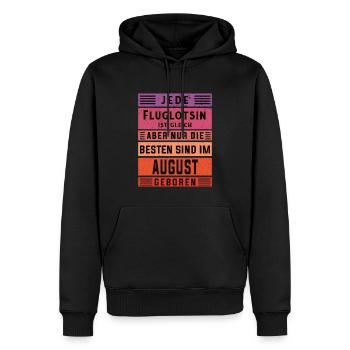 Flugzeug-Lotse Geburtstag August geboren - Männer Premium Bio Hoodie - Schwarz - Vorne - Nico (187cm)