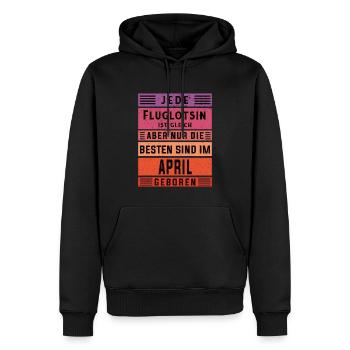 Flugzeug-Lotse Geburtstag April geboren Fluglotsin - Männer Premium Bio Hoodie - Schwarz - Vorne - Nico (187cm)