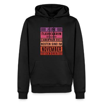 Metzger Geburtstag November geboren Fleischerin - Männer Premium Bio Hoodie - Schwarz - Vorne - Nico (187cm)