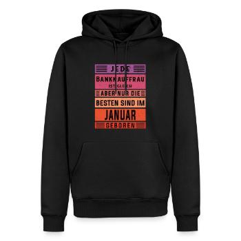 Banker Geburtstag Januar geboren Bankkauffrau - Männer Premium Bio Hoodie - Schwarz - Vorne - Nico (187cm)