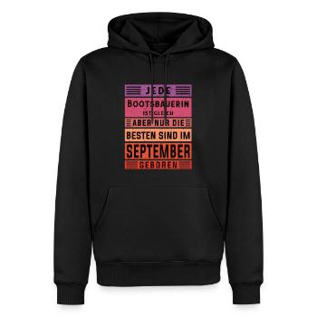 Schiffbauer Geburtstag September geboren - Männer Premium Bio Hoodie - Schwarz - Vorne - Nico (187cm)