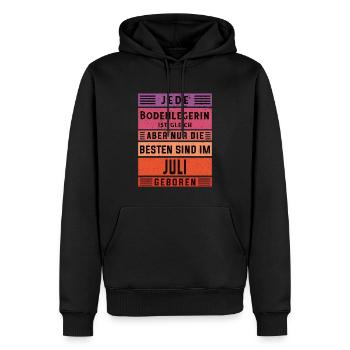 Parkett-Teppich Geburtstag Juli geboren - Männer Premium Bio Hoodie - Schwarz - Vorne - Nico (187cm)