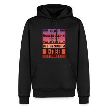 Parkett-Teppich Geburtstag Oktober geboren - Männer Premium Bio Hoodie - Schwarz - Vorne - Nico (187cm)