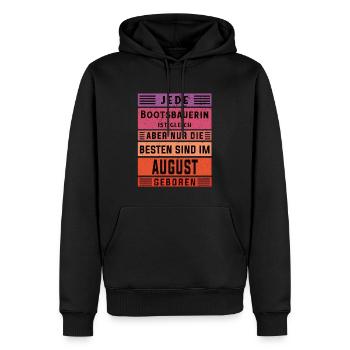 Schiffbauer Geburtstag August geboren Bootsbauerin - Männer Premium Bio Hoodie - Schwarz - Vorne - Nico (187cm)