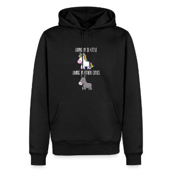 Leben in Seattle Pride Washington Einhorn Love - Männer Premium Bio Hoodie - Schwarz - Vorne - Nico (187cm)