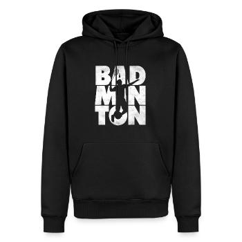 Joueur de badminton Vintage Badminton - Sweat à capuche Premium bio Homme - noir - Devant - Nico (187cm)