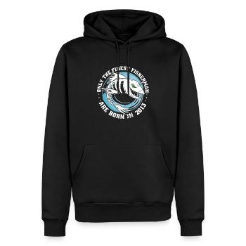 Angler millésime 2013 anniversaire né drôle - Sweat à capuche Premium bio Homme - noir - Devant - Nico (187cm)