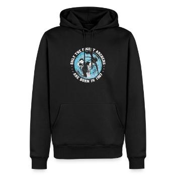 Archer Birthday né en 1967 - Sweat à capuche Premium bio Homme - noir - Devant - Nico (187cm)
