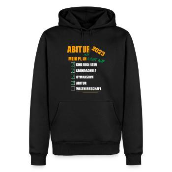 Abi 2023 Abitur Prüfung bestanden WELTHERRSCHAFT - Männer Premium Bio Hoodie - Schwarz - Vorne - Nico (187cm)