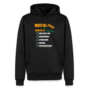 Matura 2023 Abitur bestanden WELTHERRSCHAFT Matura - Männer Premium Bio Hoodie - Schwarz - Vorne - Nico (187cm)