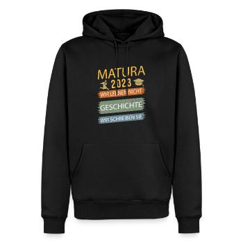Matura 2023 Abitur bestanden Geschichte Vintage - Männer Premium Bio Hoodie - Schwarz - Vorne - Nico (187cm)
