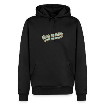 Juwelier Vintage Goldschmiedin - Männer Premium Bio Hoodie - Schwarz - Vorne - Nico (187cm)