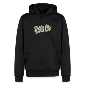 Flugzeug Vintage Pilotin - Männer Premium Bio Hoodie - Schwarz - Vorne - Nico (187cm)