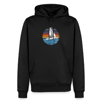 Catamaran voilier voilier voile marin - Sweat à capuche Premium bio Homme - noir - Devant - Nico (187cm)