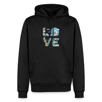 Catamaran voilier voilier voile marin - Sweat à capuche Premium bio Homme - noir - Devant - Nico (187cm)